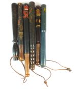 Five Police truncheons, 19th century