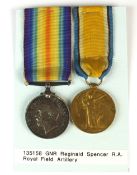 WW1 Medal Pair - Gnr. R. Spencer, R.A.