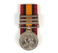 Boer War QSA with three clasps awarded to Pte. D. Donovan, Rifle Brigade