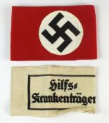 German NSDAP Party Member's armband and Hilfs Krankentrager (stretcher-bearer's) armband