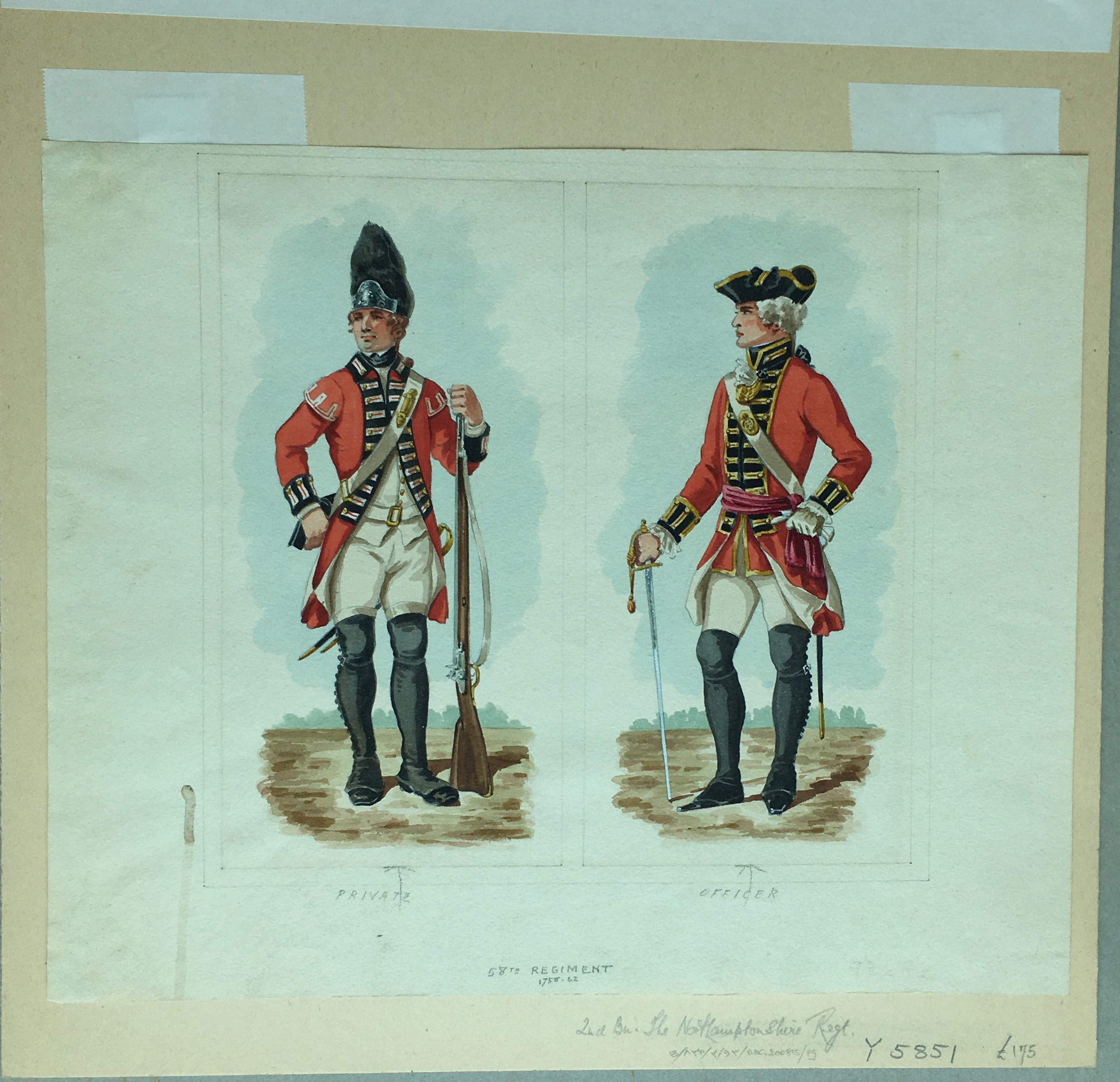 English School, 19th century Private and an Officer of the 58th Rutlandshire Regiment, 1758 - 1762 - Image 8 of 10