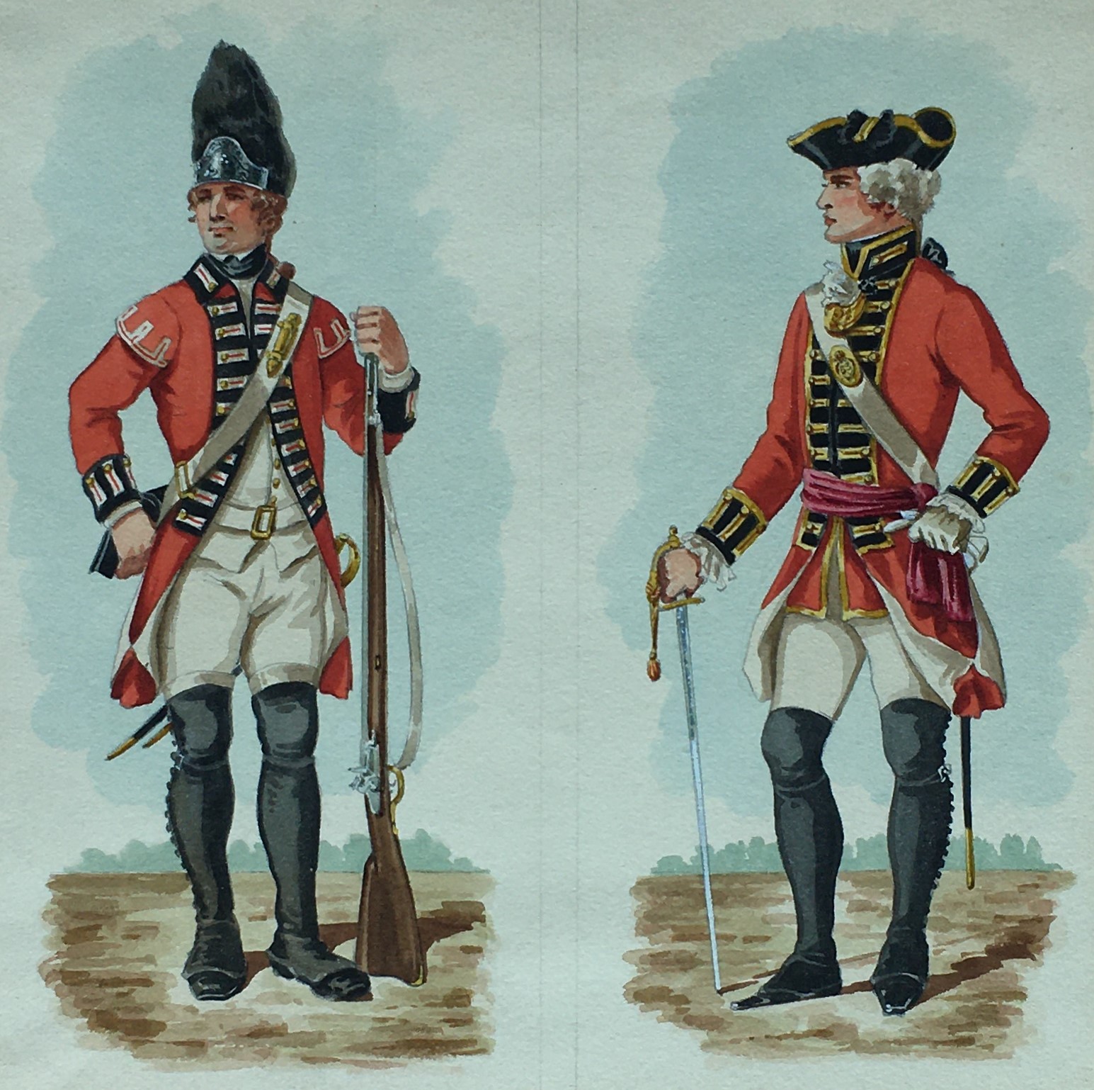 English School, 19th century Private and an Officer of the 58th Rutlandshire Regiment, 1758 - 1762 - Image 2 of 10