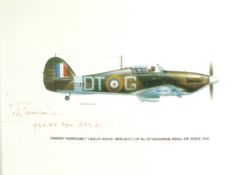 Keith Broomfield - Hawker Hurricane print signed by RAF Group Captain Peter Townsend