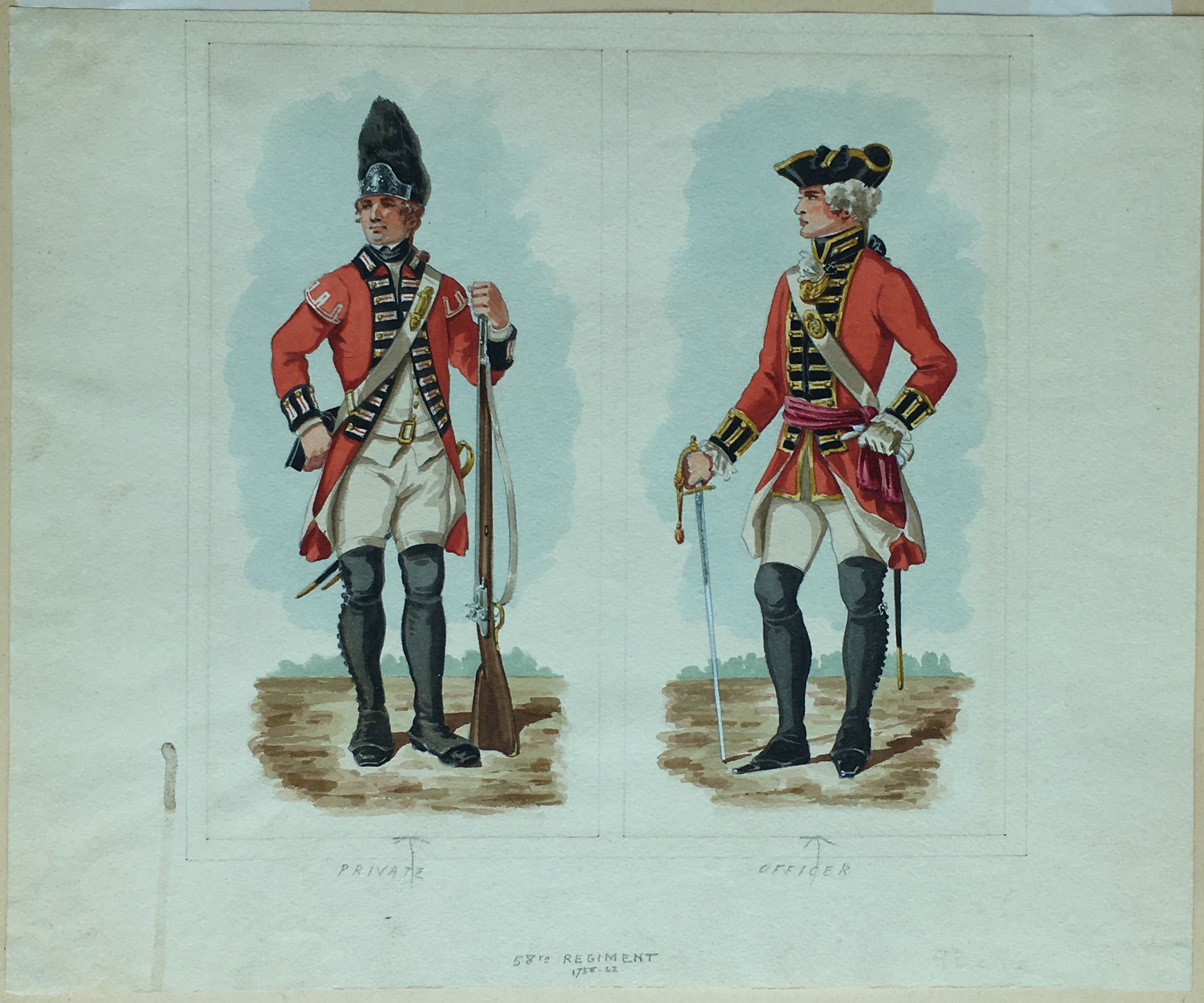 English School, 19th century Private and an Officer of the 58th Rutlandshire Regiment, 1758 - 1762 - Image 3 of 10