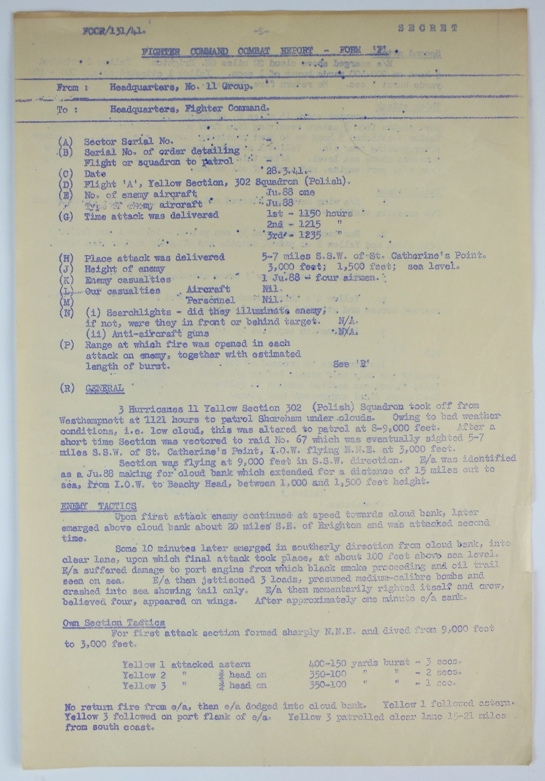 WW2 Battle of Britain Polish RAF Fighter Command Combat Reports - Image 4 of 5