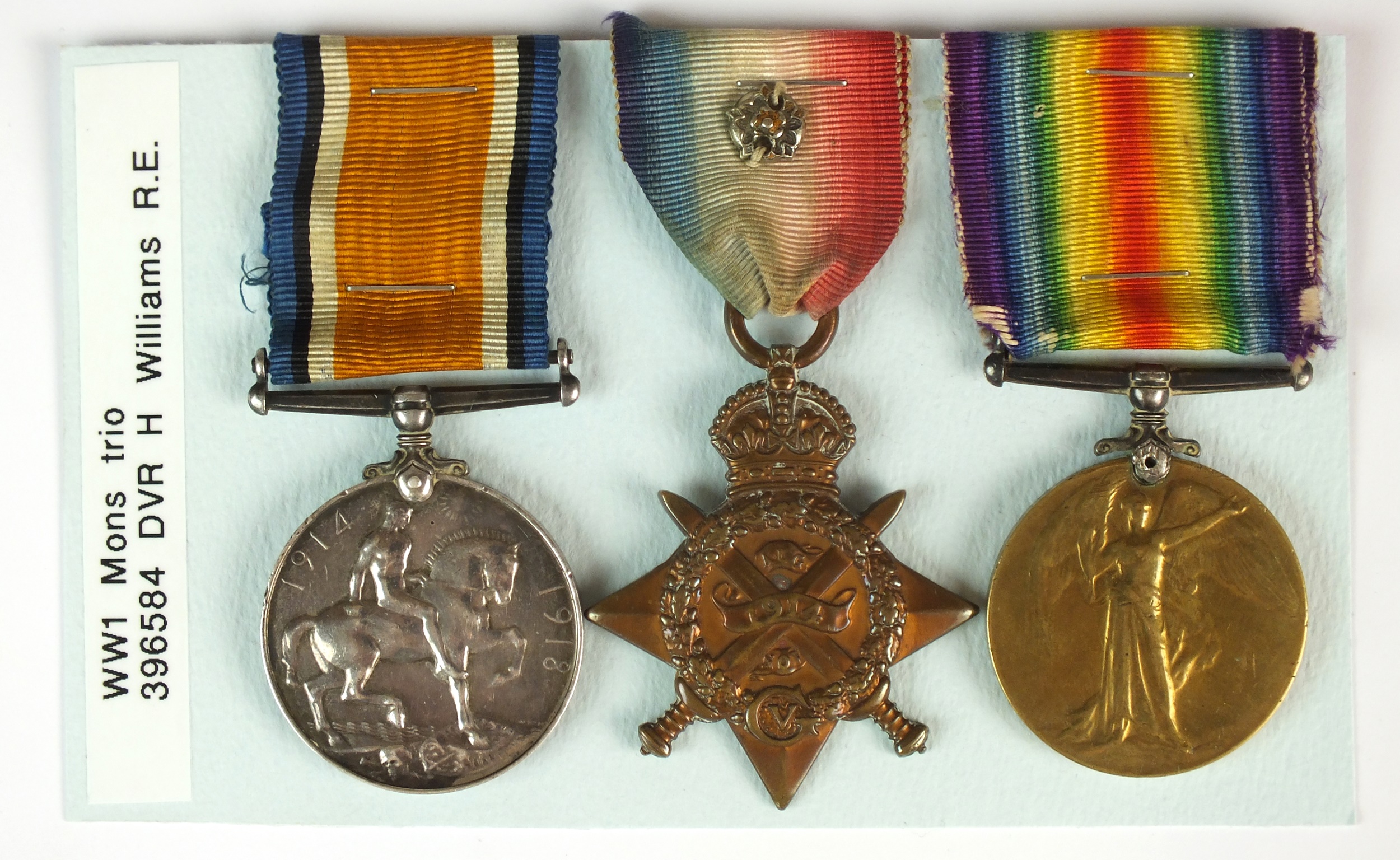 WW1 Mons Star trio awarded to Dvr. H Williams, Royal Engineers.