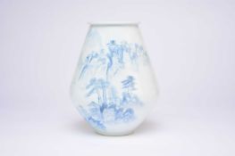 A large Korean blue and white porcelain vase by Song Lee Jong Yoon