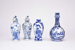Four Chinese blue and white vases, Qing Dynasty
