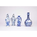 Four Chinese blue and white vases, Qing Dynasty