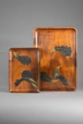 Two Japanese lacquered wood trays, Taisho era or later