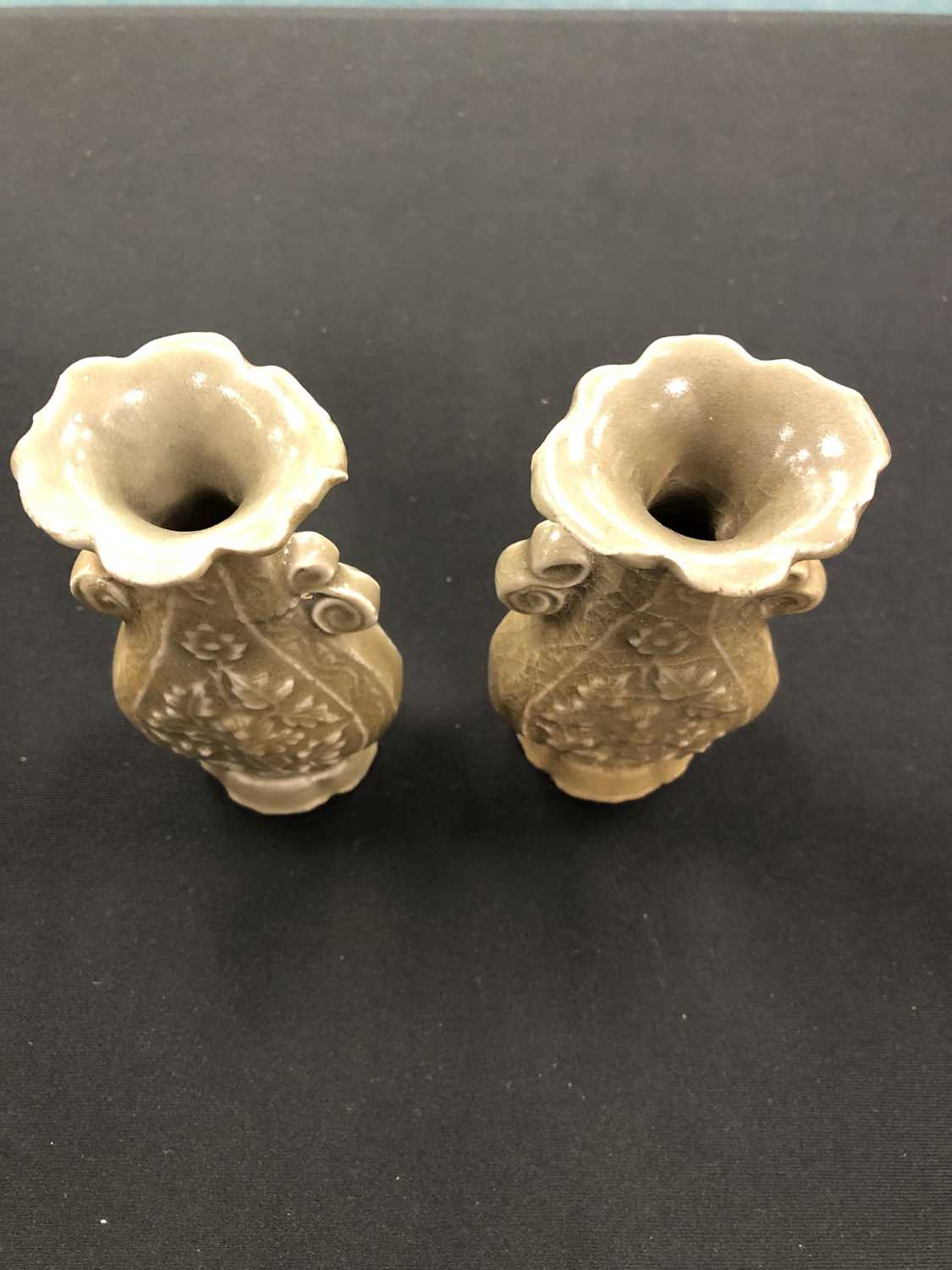 A pair of Longquan celadon vases, Yuan Dynasty - Image 6 of 7