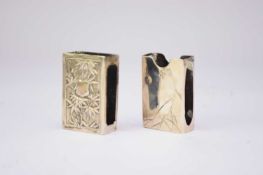 Two Chinese silver matchbox holders