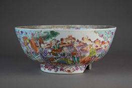 A Chinese export famille rose punch bowl, 18th century