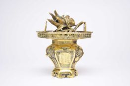 A Chinese brass censer and cover, Qing Dynasty, 19th century
