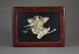 A Japanese ivory inlaid lacquer box, Meiji era