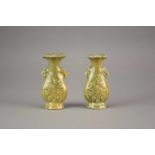 A pair of Longquan celadon vases, Yuan Dynasty