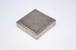 A Persian silver cigarette box, 20th century