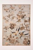 A Chinese embroidered silk panel, Qing Dynasty