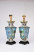 A pair of Chinese cloisonne vases converted to table lamps