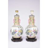 A pair of Chinese famille rose vases, Republic period