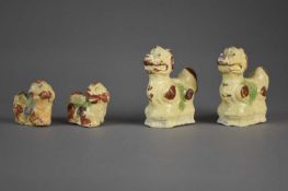 Two pairs of Chinese glazed lion figures from the Diana Cargo, circa 1816