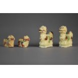 Two pairs of Chinese glazed lion figures from the Diana Cargo, circa 1816