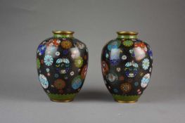 A pair of Japanese cloisonne vases, Meiji era