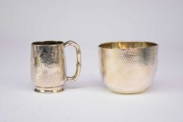 A Chinese silver mug and a silver bowl