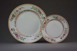 A set of Chinese famille rose plates, 19th century