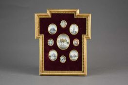 A set of nine Indian miniatures to a frame, 19th/20th century