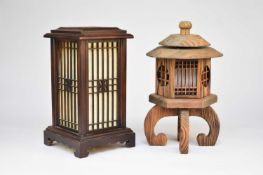 Three various Korean softwood table lamps