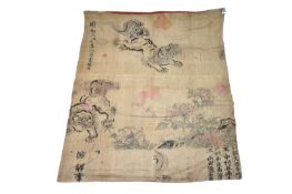 A Chinese painted textile montage, late Qing/Republic