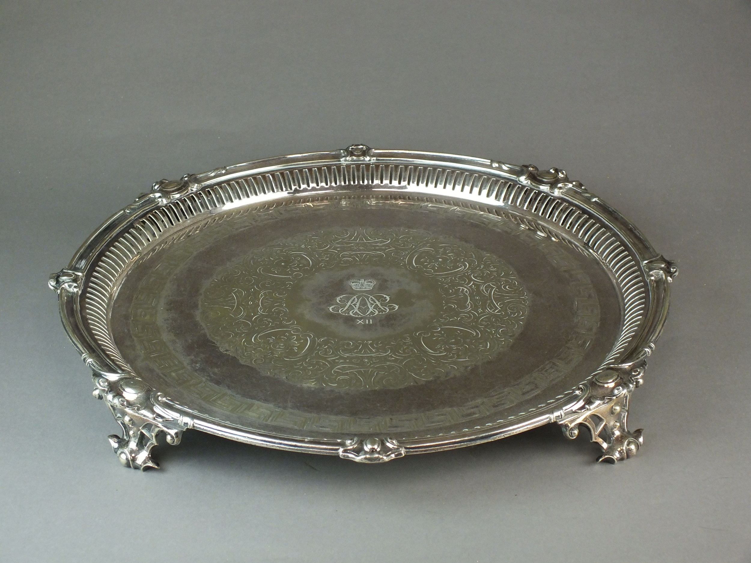 Royal Artillery 12th Regiment silver-plated tray - Image 2 of 3