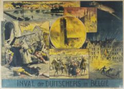 First World War propaganda poster - Invasion of Belgium by the Germans