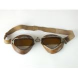 A scarce pair of Second World War Italian Regia Aeronautica flying goggles by Brevetto Fopais,