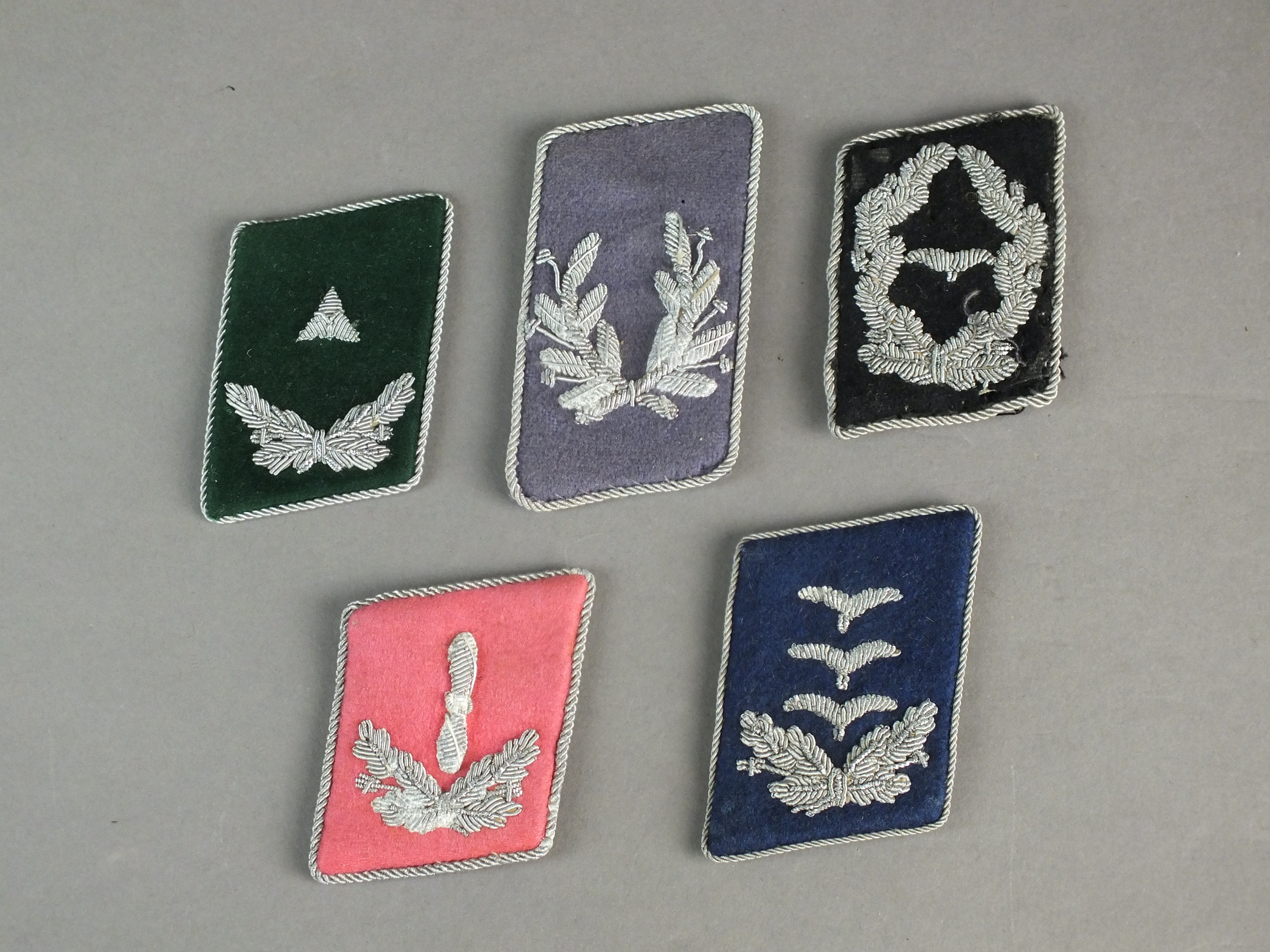 Group of Luftwaffe and Luftschutz single collar tabs