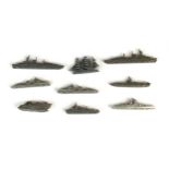 Nine German WW2 Winterhilfswerk toy boats and submarines