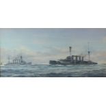 § Frank Watson Wood (Scottish, 1862-1953), Two Warships at Sea