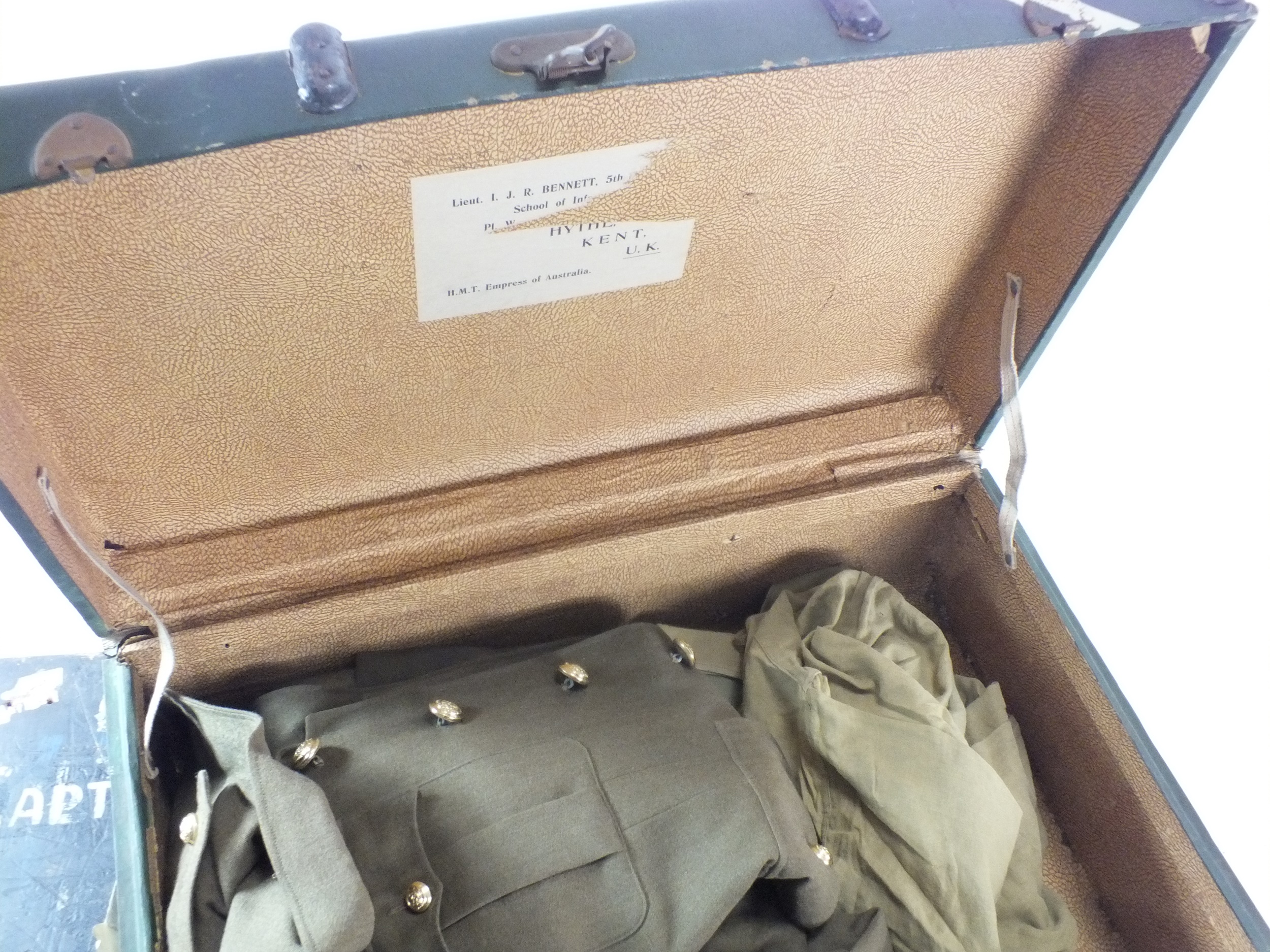 Two British military officers' trunks with jacket named to Captain I.J.R Bennett, 5th Fusiliers - Image 7 of 7