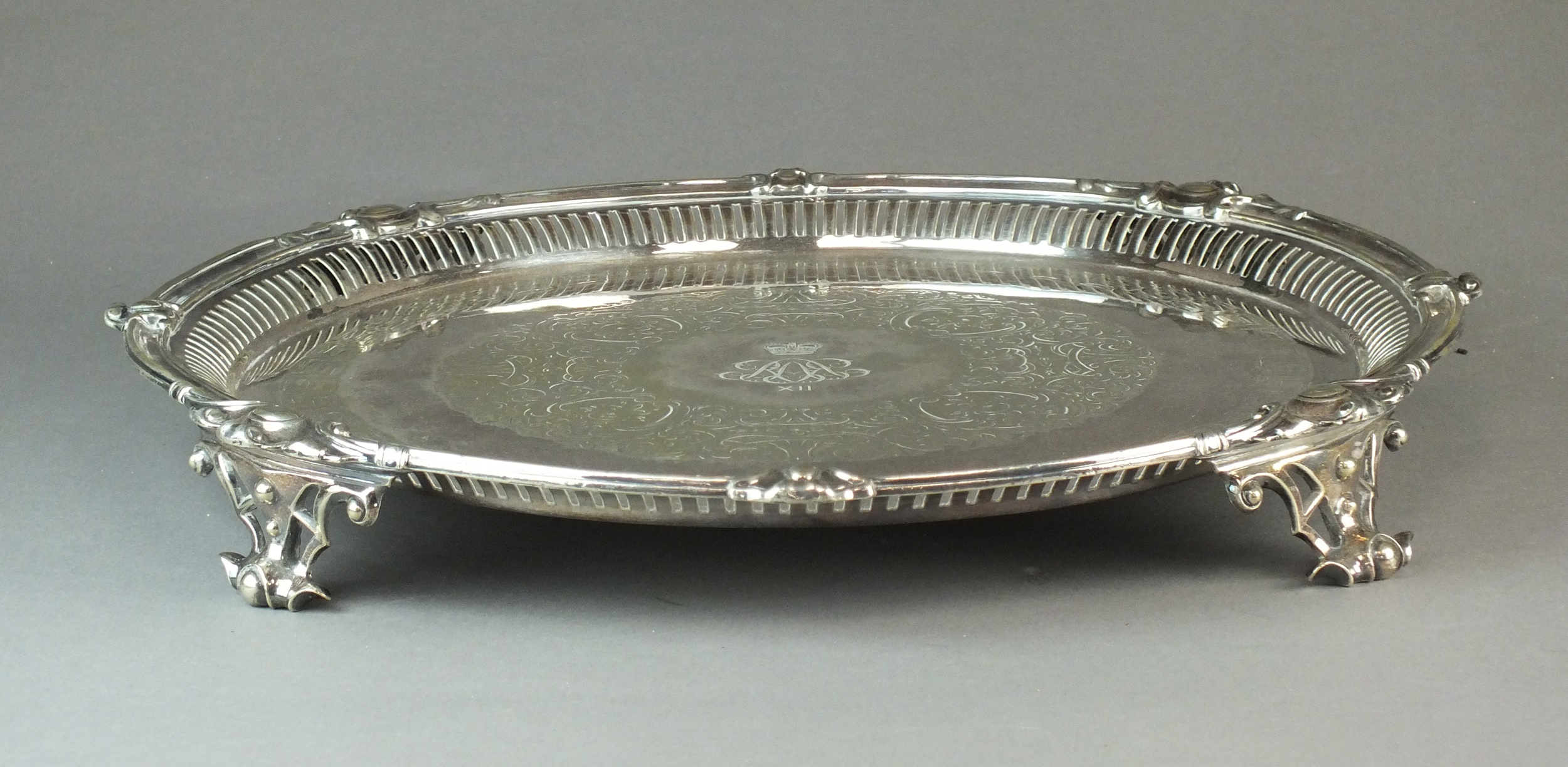 Royal Artillery 12th Regiment silver-plated tray