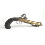 French flintlock boxlock blunderbuss pistol with spring bayonet