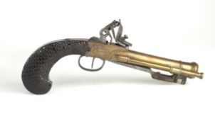 French flintlock boxlock blunderbuss pistol with spring bayonet