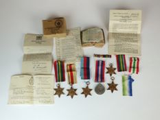 Ten Second World War medals with ribbons - Merchant Navy interest