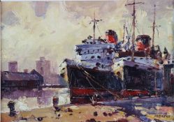 Edwin Vincent Forrest (British 1918-2002) Winter Layup Isle of Man Boats, Birkenhead