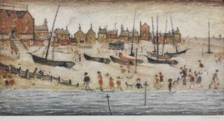 Laurence Stephen Lowry (British, 1887-1976), The Beach, signed in pencil, print with 'Deal' (2)