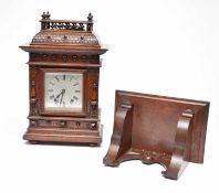 A late 19th century, reformed Gothic style, bracket clock and bracket (2)