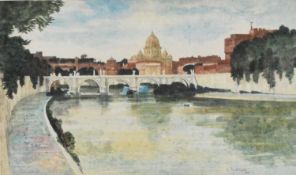 Wilfred R.E. Fairclough (British, 1907-1996), Rome, watercolour, 27 x 45cm