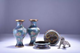 An assembled group of Chinese cloisonne, 20th century
