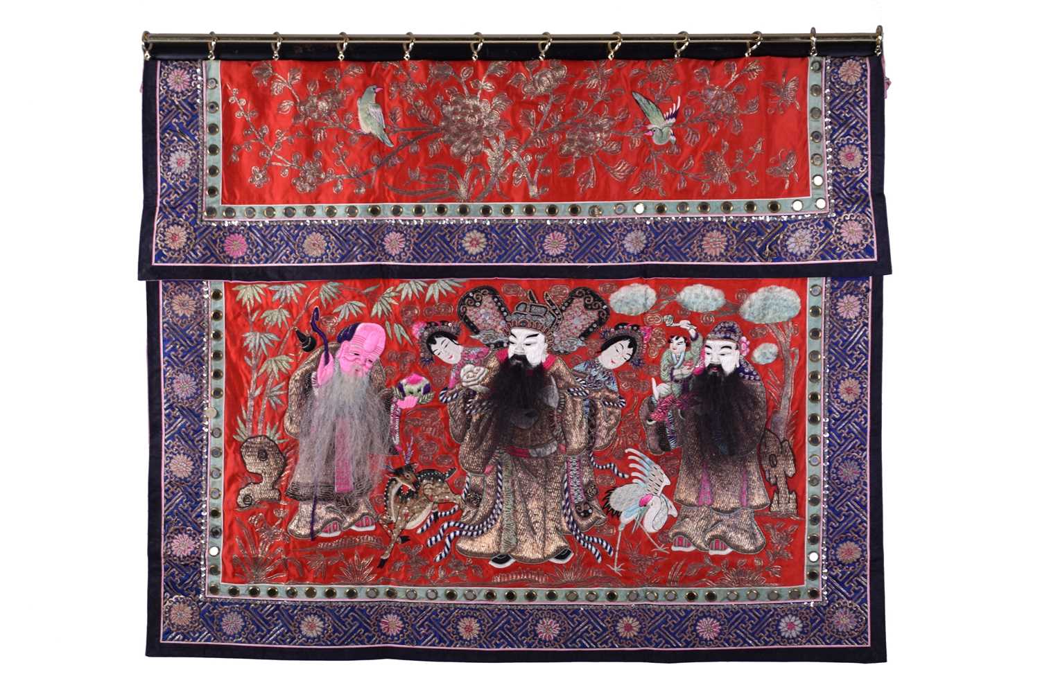 A South East Asian embroidered silk altar cloth, 20th century