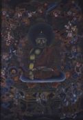 A Tibetan black-ground thangka of Buddha, Bhutan, 20th century